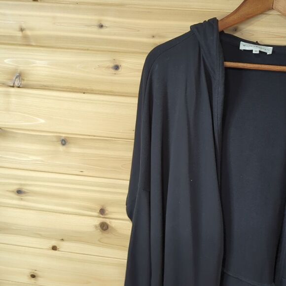 White + Warren Top Womens XS Black Open front Hooded Relaxed Fit - Picture 4 of 11